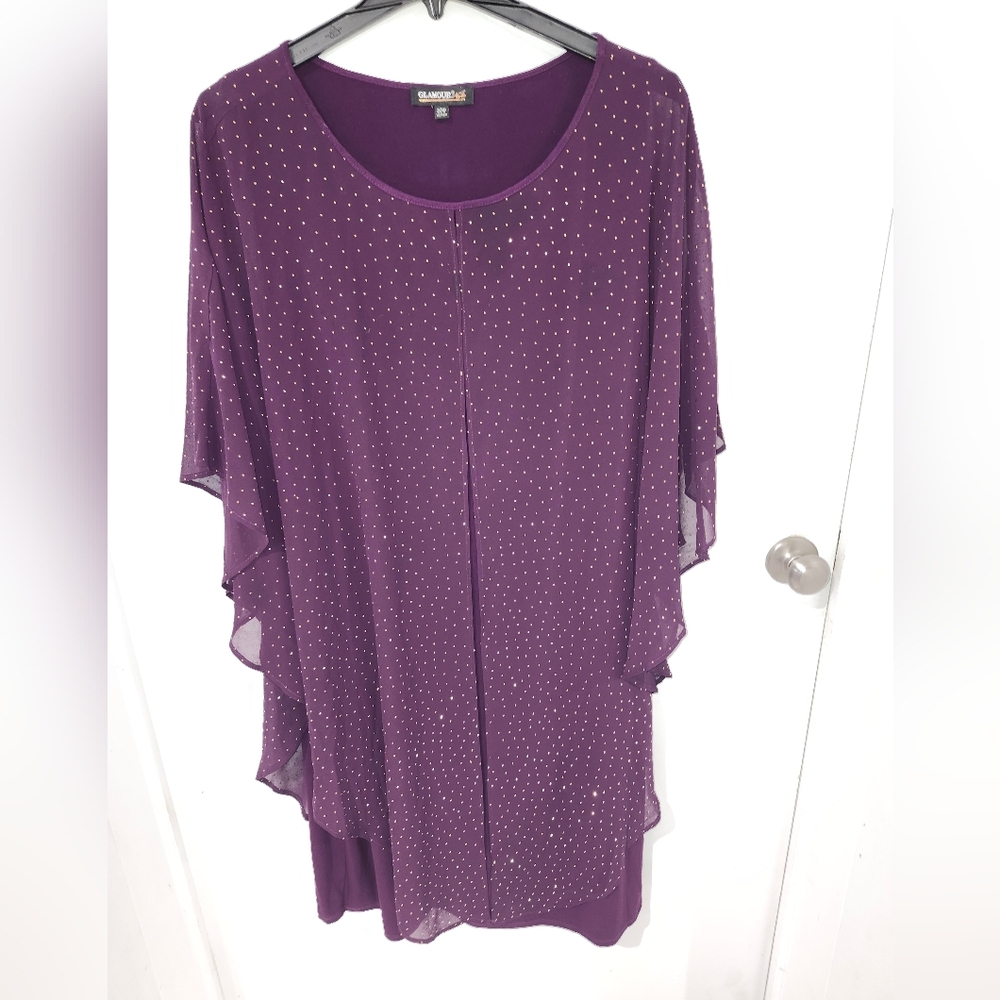 Glamour Size 22 Deep Purple Dress with Sparkling Accents